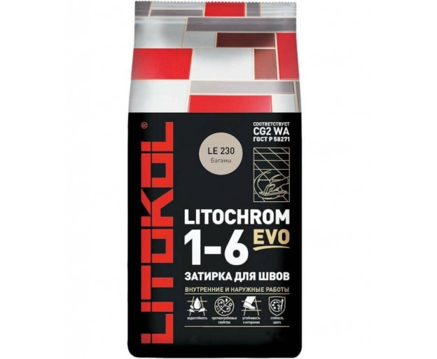 Затирка цементная Litochrom 1-6 Evo LE.230 Багамы 2 кг