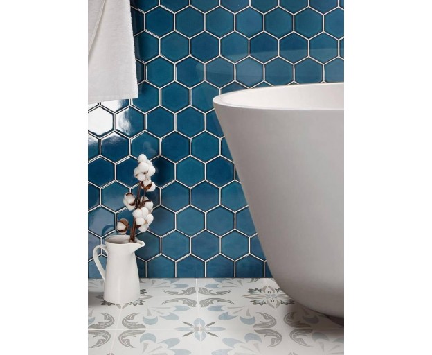 Мозаика StarMosaic Geometry Hexagon Big Deep Blue Glossy 95x110 - изображение 4