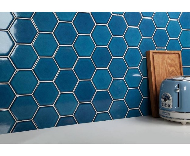 Мозаика StarMosaic Geometry Hexagon Big Deep Blue Glossy 95x110 - изображение 5