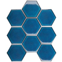 Мозаика StarMosaic Geometry Hexagon Big Deep Blue Glossy 95x110