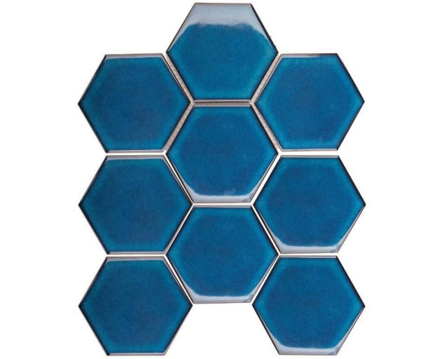 Мозаика StarMosaic Geometry Hexagon Big Deep Blue Glossy 95x110