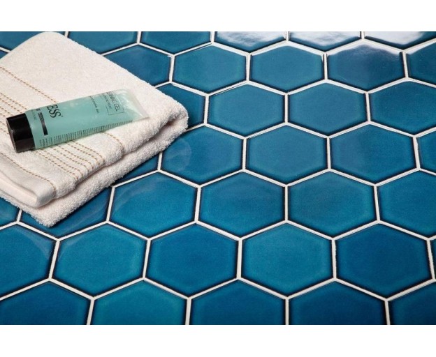 Мозаика StarMosaic Geometry Hexagon Big Deep Blue Glossy 95x110 - изображение 3