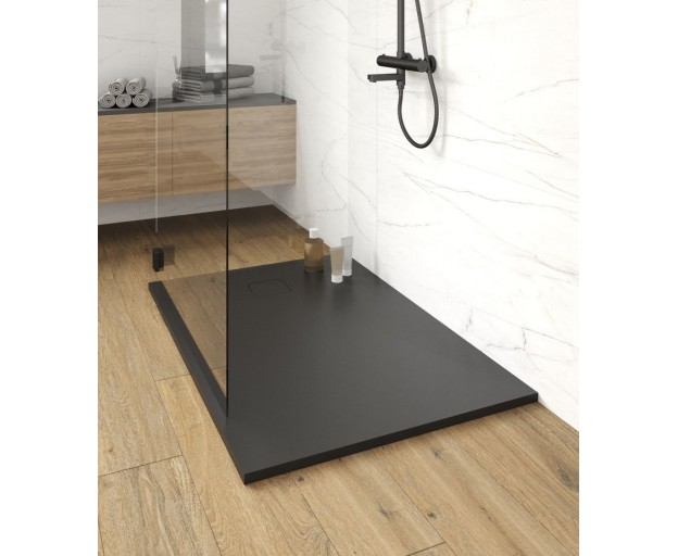 Душевой поддон (Литьевой мрамор) Starohome Cosmo Black Matt 100x100x3 - изображение 3