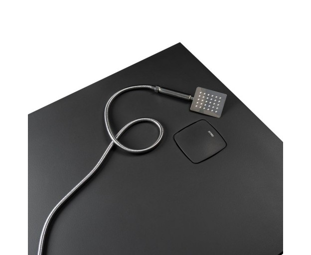 Душевой поддон (Литьевой мрамор) Starohome Cosmo Black Matt 100x100x3 - изображение 2