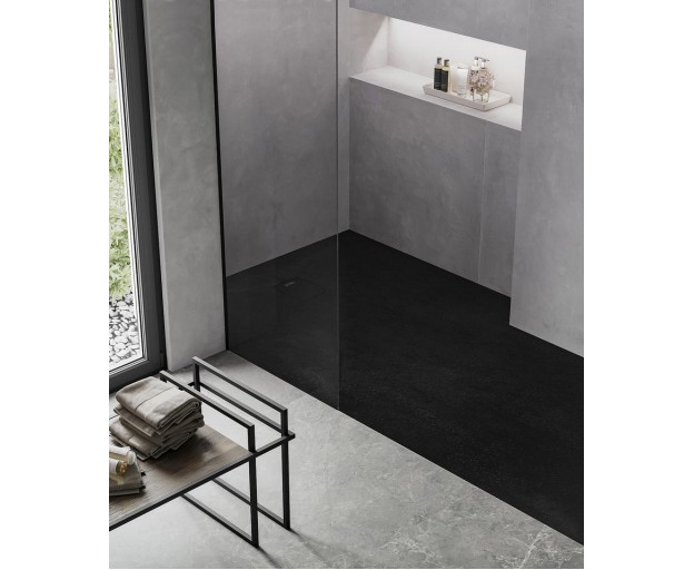 Душевой поддон (Литьевой мрамор) Starohome Cosmo Black Matt 100x100x3 - изображение 5