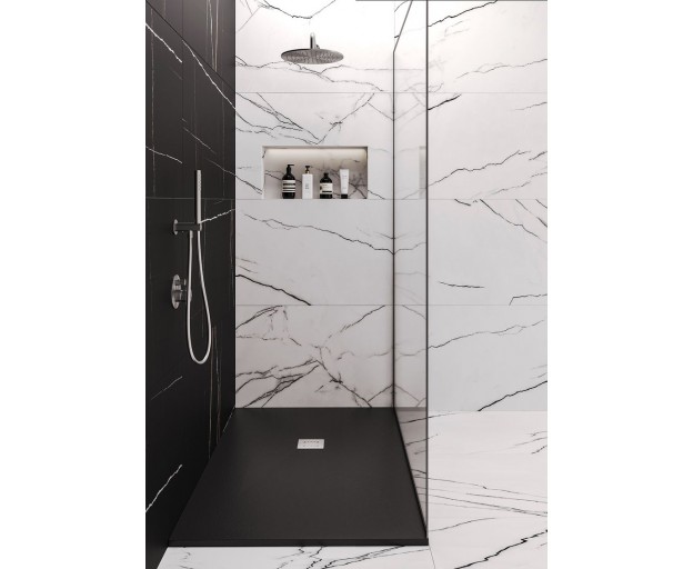 Душевой поддон (Литьевой мрамор) Starohome Solid Black Matt 100x90x2,4 - изображение 3