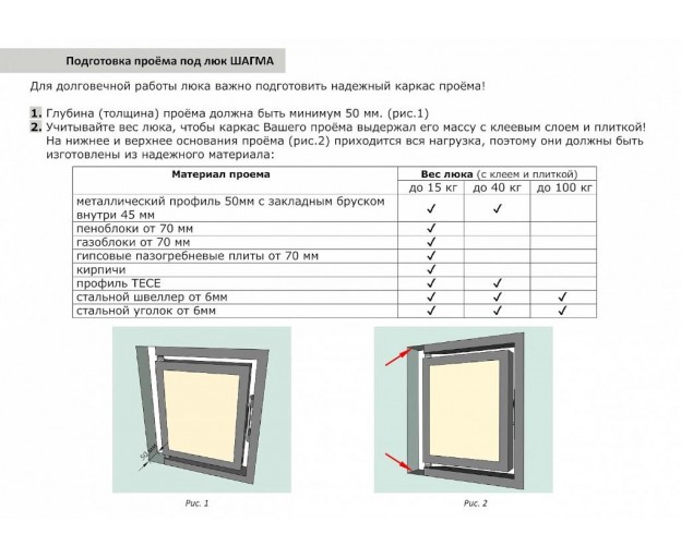 Сантехнический скрытый люк под плитку Shagma 90x60 - изображение 1