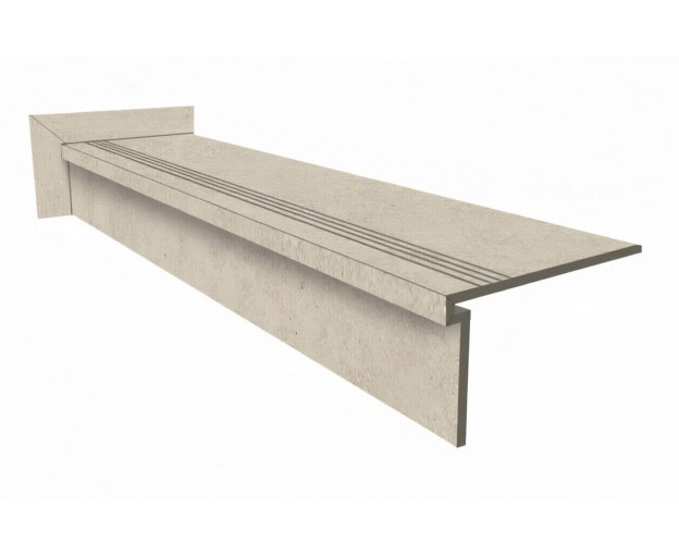 Ступень из керамогранита Vitra CityStone Травертин Клауд Матовый 33x120+подступенок 15x120