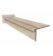 Ступень из керамогранита Vitra CityStone Травертин Линейный Матовый 33x120+подступенок 15x120