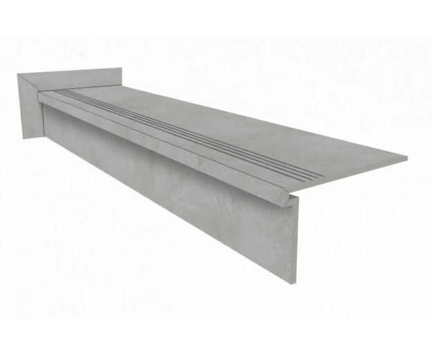 Ступень из керамогранита Vitra MicroCement Серый Матовый 33x120+подступенок 15x120