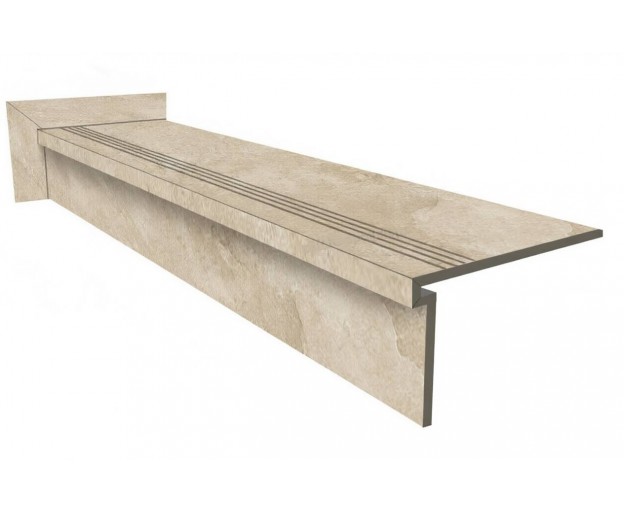 Ступень из керамогранита Vitra Quarstone Бежевый 33x120+подступенок 15x120